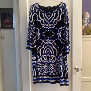 Blue and Black Patterned Women's Dress